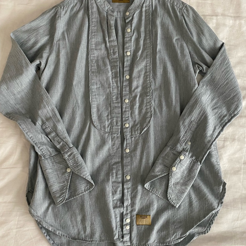 Sacoor Brothers Light Gray Button-Up Tunic Shirt